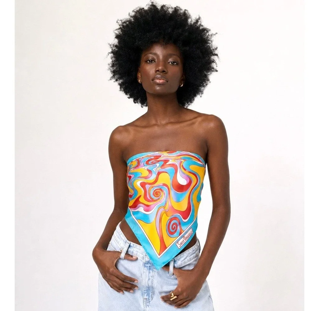 Vintage 1960s 70s Giorgio di Sant'Angelo Top Big Psychedelic Silk Scarf Mod